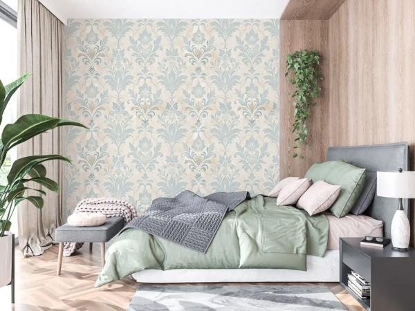 Blush and Blue Damask